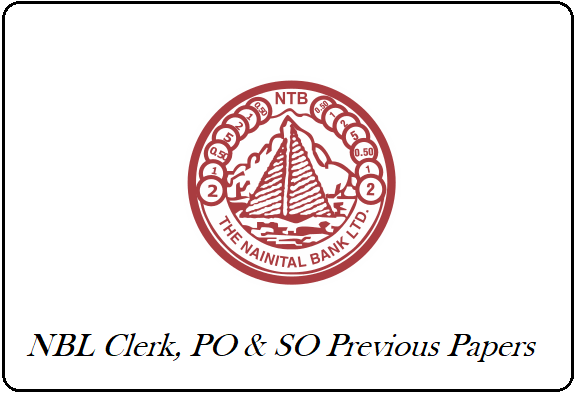 Nainital Bank SO Previous Question Papers (PDF) NBL Clerk, PO Solved Papers